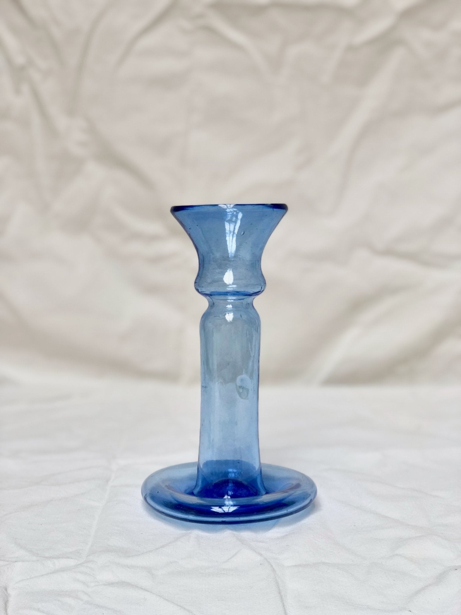 Hand-blown colored glass candlesticks