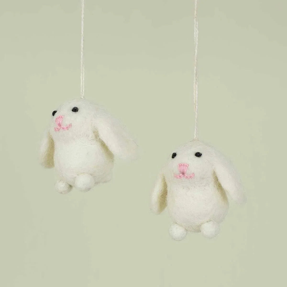 Mini White Bunny Easter Ornaments, Set of 2 by A World of Craft, Swedish-designed handmade Easter decoration