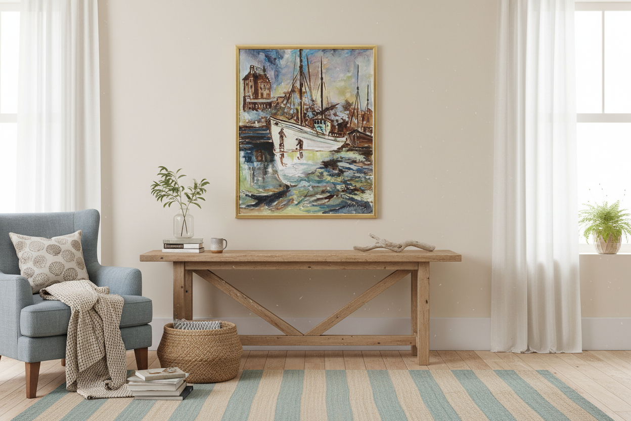 Harbor Scene | Oil on Canvas by Antal Verboy