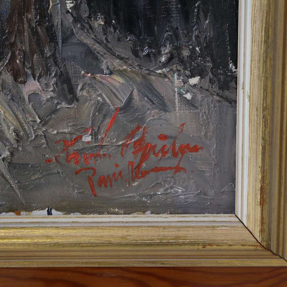 Street Scene, Paris Unidentified Artist, Oil on Canvas