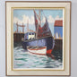 Harbor with Fishing Boats Åke Thorpe, Oil on Canvas