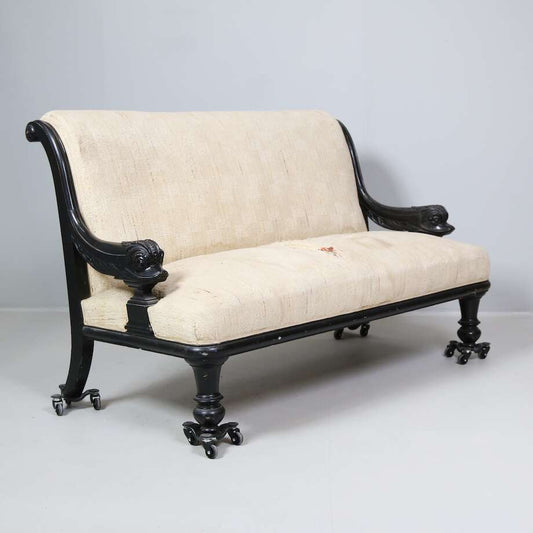 19th Century Sofa with Dolphin-Form Armrests