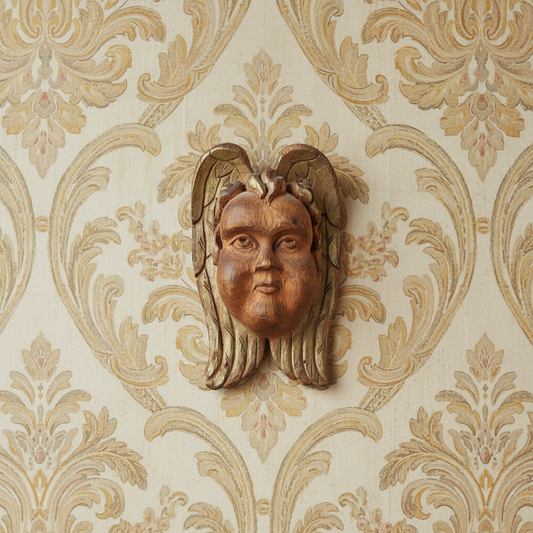 Hand-Carved Angel Head in Oak, 18th–19th Century