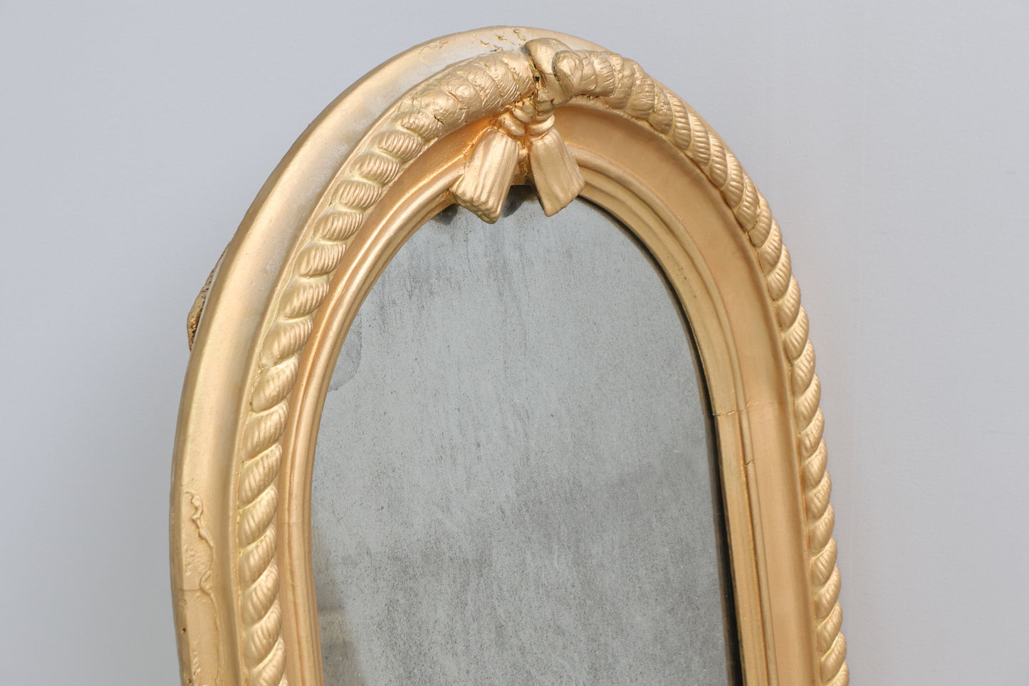 19th Century Gilded Wall Mirror with Braided Rope & Tassel Carving
