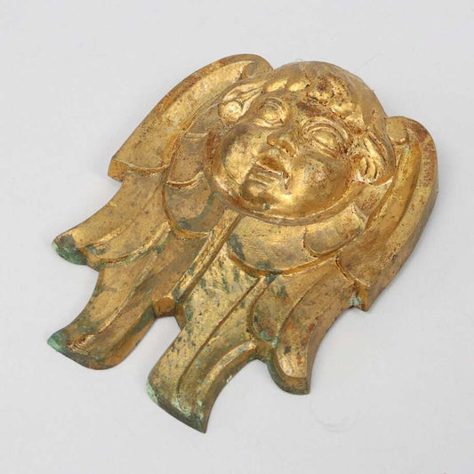Gilded Bronze Cherub Wall Relief