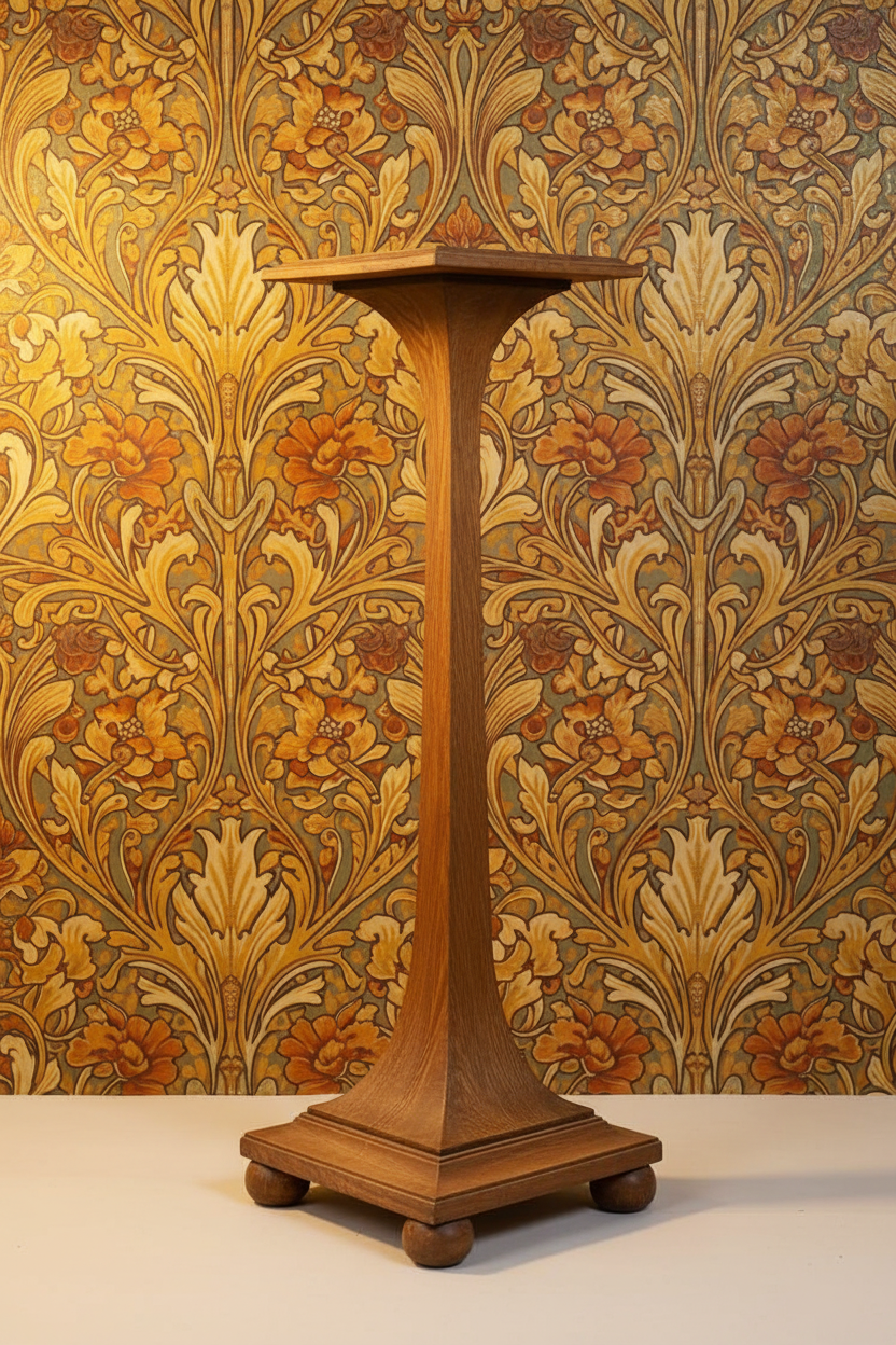 Early 20th Century French Art Nouveau Oak Pedestal
