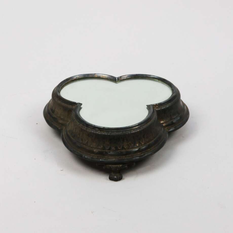 Antique Trefoil Mirror Plateau in Nickel Silver