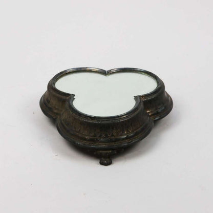 Antique Trefoil Mirror Plateau in Nickel Silver