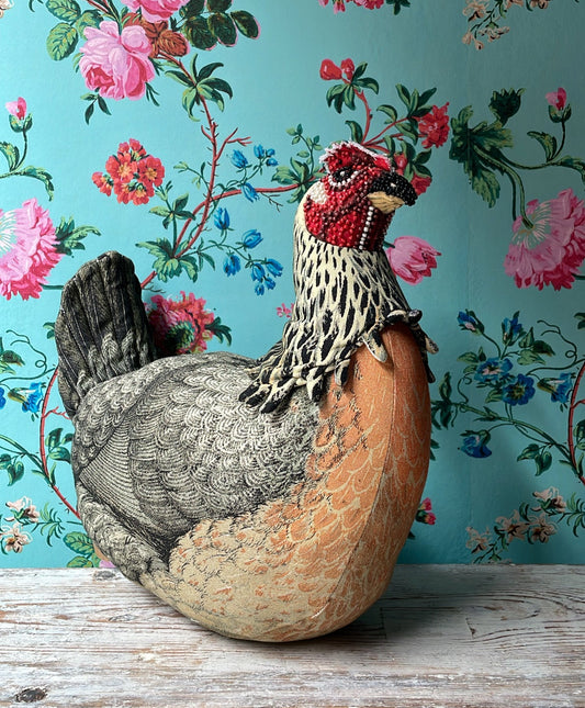 Beaded Chicken Novelty Plush Pillow - John Derian Company