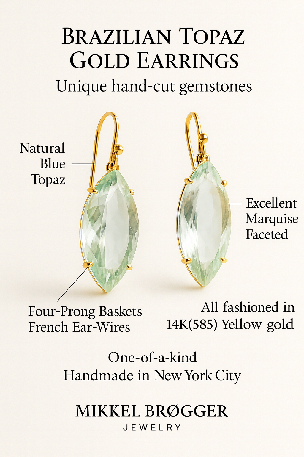 Blue Topaz Gold Earrings | Mikkel Brøgger