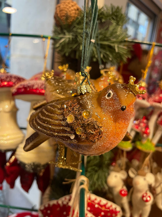 Wintertide Robin Glass Christmas Ornament