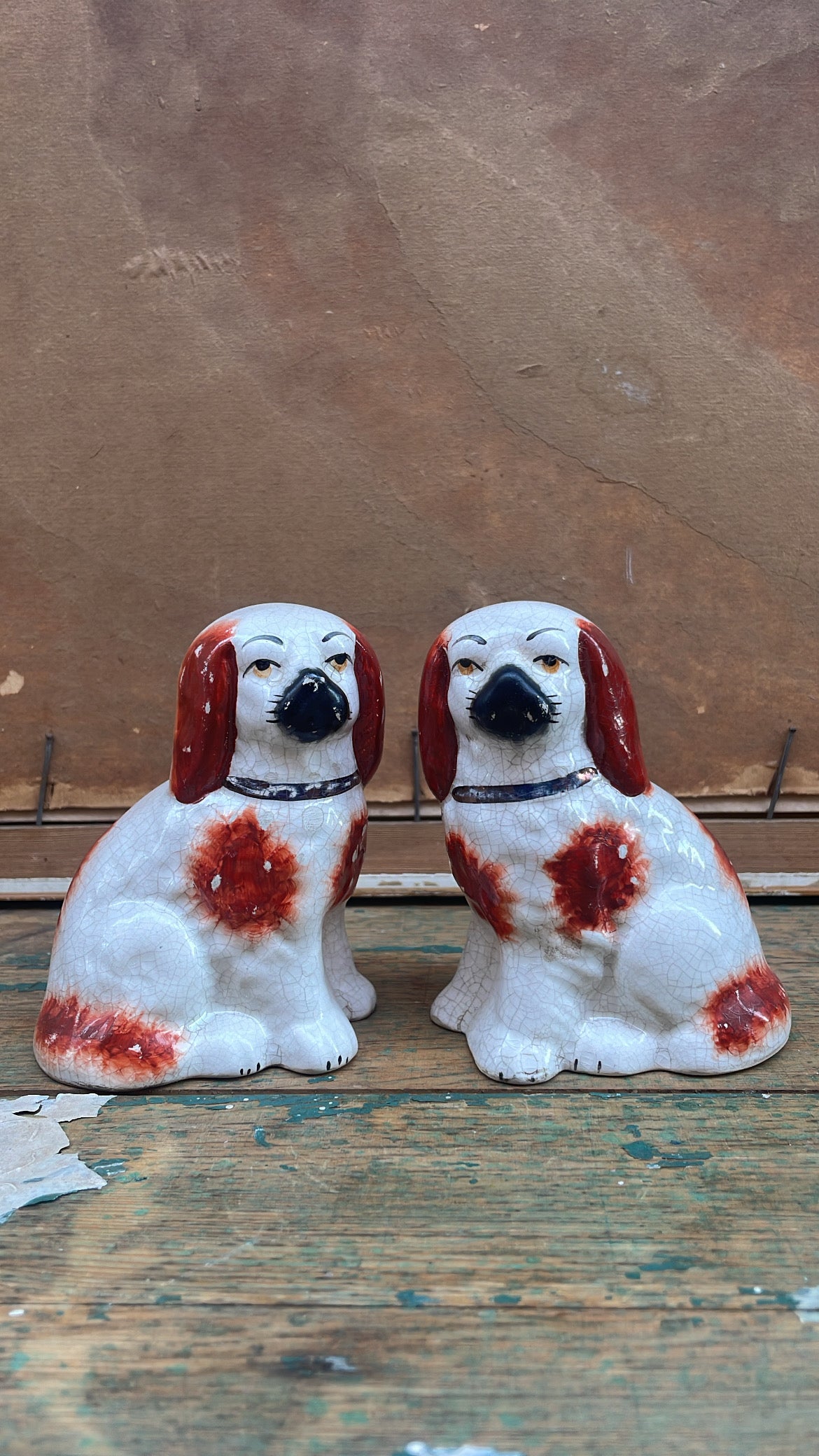 Pair of Antique-Style Ceramic Spaniels Early–mid 20th century
