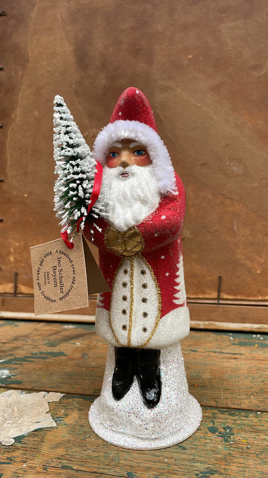Red Beaded Santa with Tree Scene | Ino Schaller