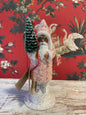 Nude Pink Glittered Santa Holding Frosted Tree | Ino Schaller