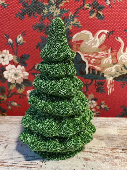 Bright Green Christmas Tree - Beaded Papier Mâché | Ino Schaller