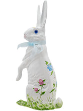 Load image into Gallery viewer, White Bunny Sitting with Bow - Large, Candy Box - Hand Painted Flower Decorations - Ino Schaller

