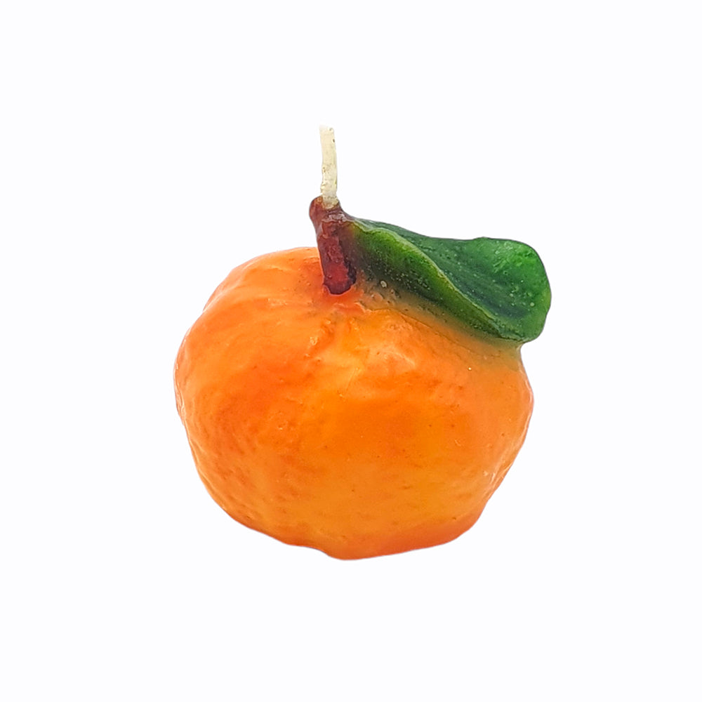 Mandarin with Leaf Wax Candle handmade in Italy by Cereria Introna