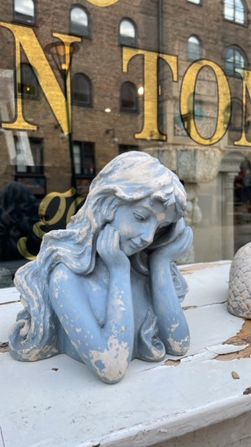 Vintage Nantucket Mermaid Figurine | Painted Plaster, Two-Part