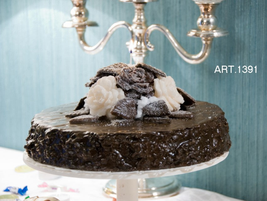 Chocolate Rose Cake Wax Candle handmade in Italy by Cereria Introna