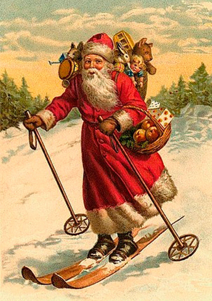 Santa Skis Folded Card with Envelope | Skona Ting
