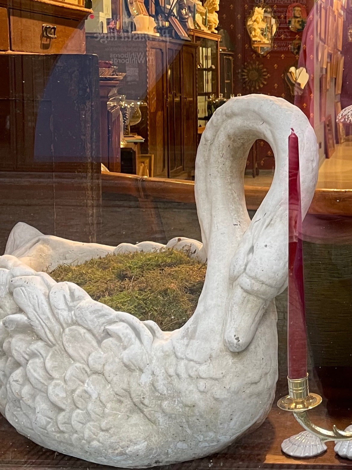 Vintage Cast-Concrete Swan Planter, Early 20th Century