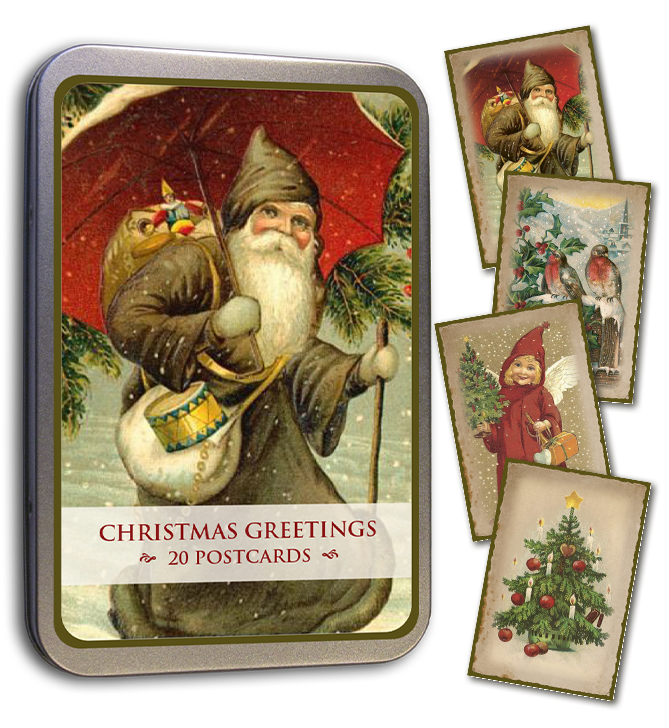 Christmas Greetings Tin of Postcards | Skona Ting