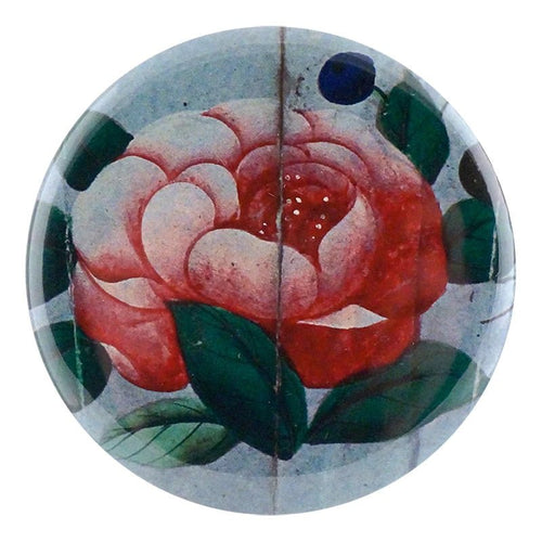 18 c. Fan Detail - Rose - Mirror & Button Pins - Bon Ton goods