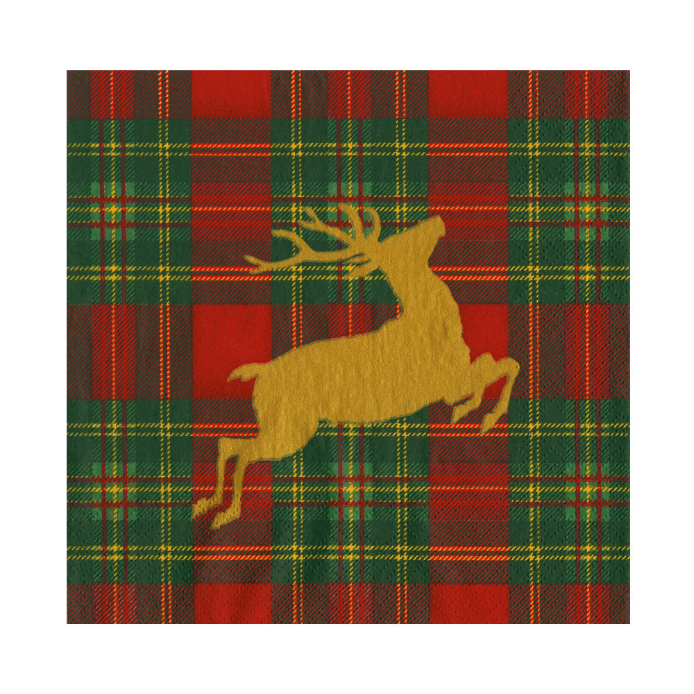 Reindeer Tartan Red Luncheon Napkins - BON TON goods