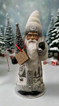 Santa no. 6 - White/Blue Beaded Coat with Hand Painted Forest Motif | Ino Schaller