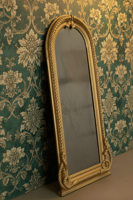 19th Century Gilded Wall Mirror with Braided Rope & Tassel Carving - Bon Ton goods