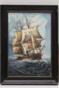19th Century Marine Painting — Sailing Ship at Sea (Oil on Panel) - Bon Ton goods