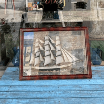 19th Century Ship Diorama — Framed Maritime Scene - BON TON goods