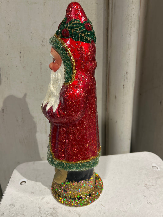 Red Beaded Santa with Holly Decoration and Wreath | Ino Schaller