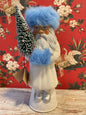 Russian Blue Fur White Beaded Santa | Ino Schaller