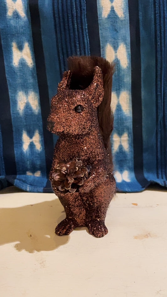 Squirrel - Dark Brown/Copper Glitter with Fur Tail - Ino Schaller
