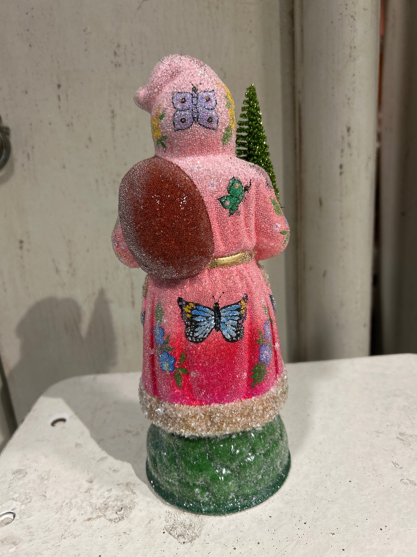 Faded Pink Santa with Butterfly Decoration | Ino Schaller