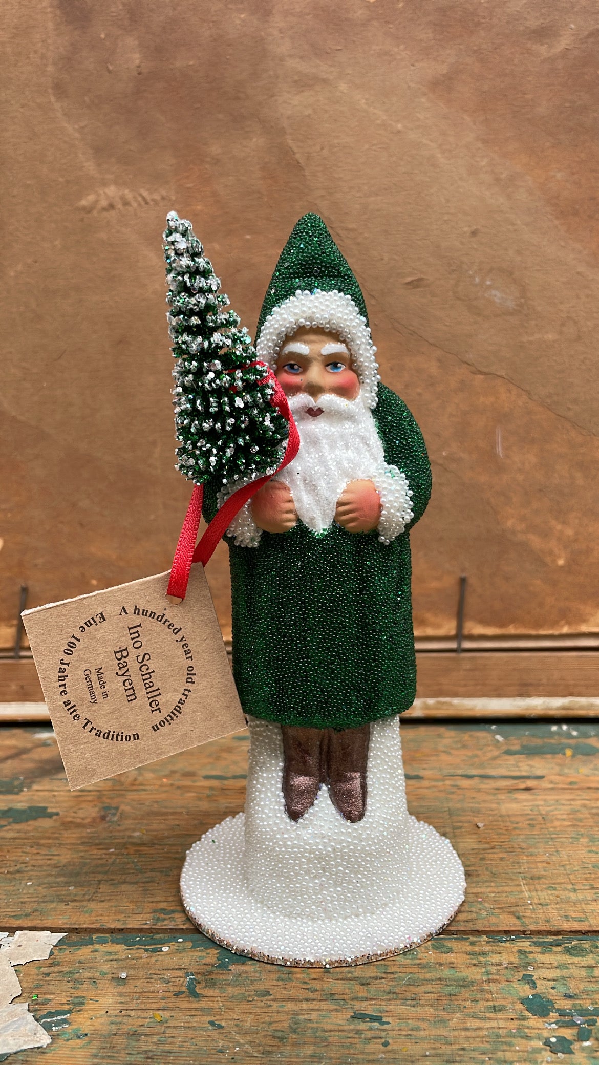 Forest Green Beaded Santa | Ino Schaller