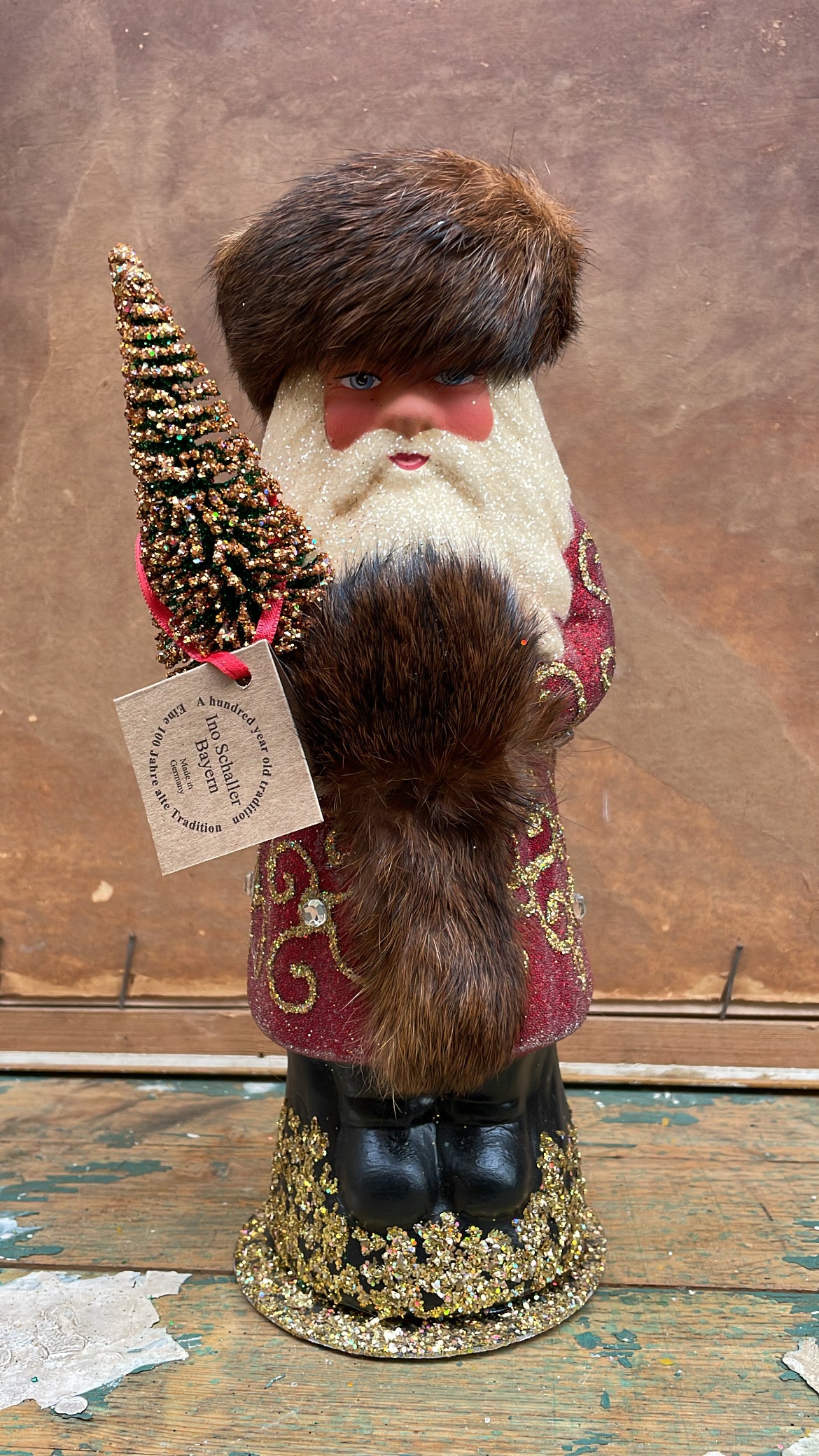 Deep Red Beaded with Gold Trim Fur Hat & Muff | Ino Schaller