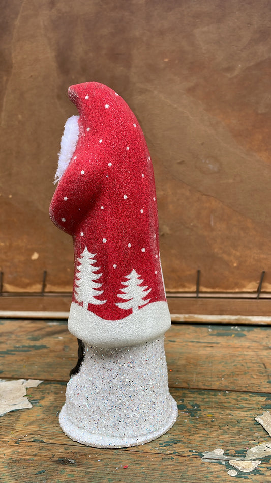 Red Beaded Santa with Tree Scene | Ino Schaller