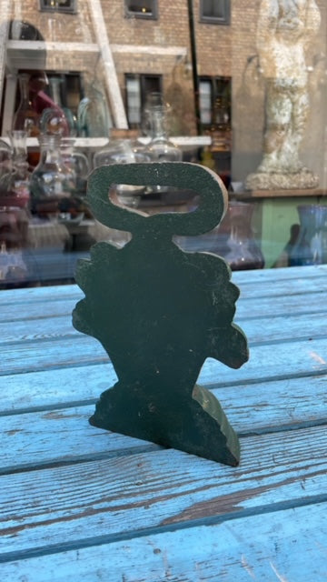 Vintage Painted Cast Iron Basket Doorstop - Nantucket