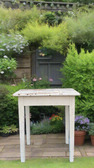Vintage Rustic Garden Table — Painted White
