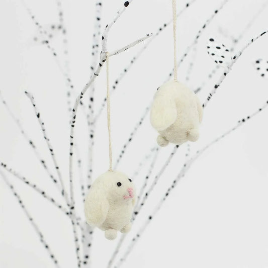 Mini Easter Bunny Ornament 2-pack, white