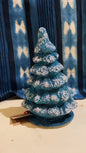 Teal Blue with Frost Christmas Tree - Beaded Papier-Mache
