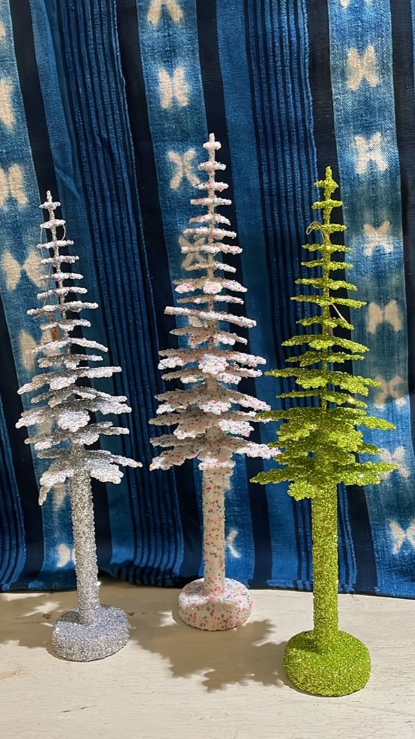 Beaded Christmas Tree - Silver with Frost 40cm - Ino Schaller