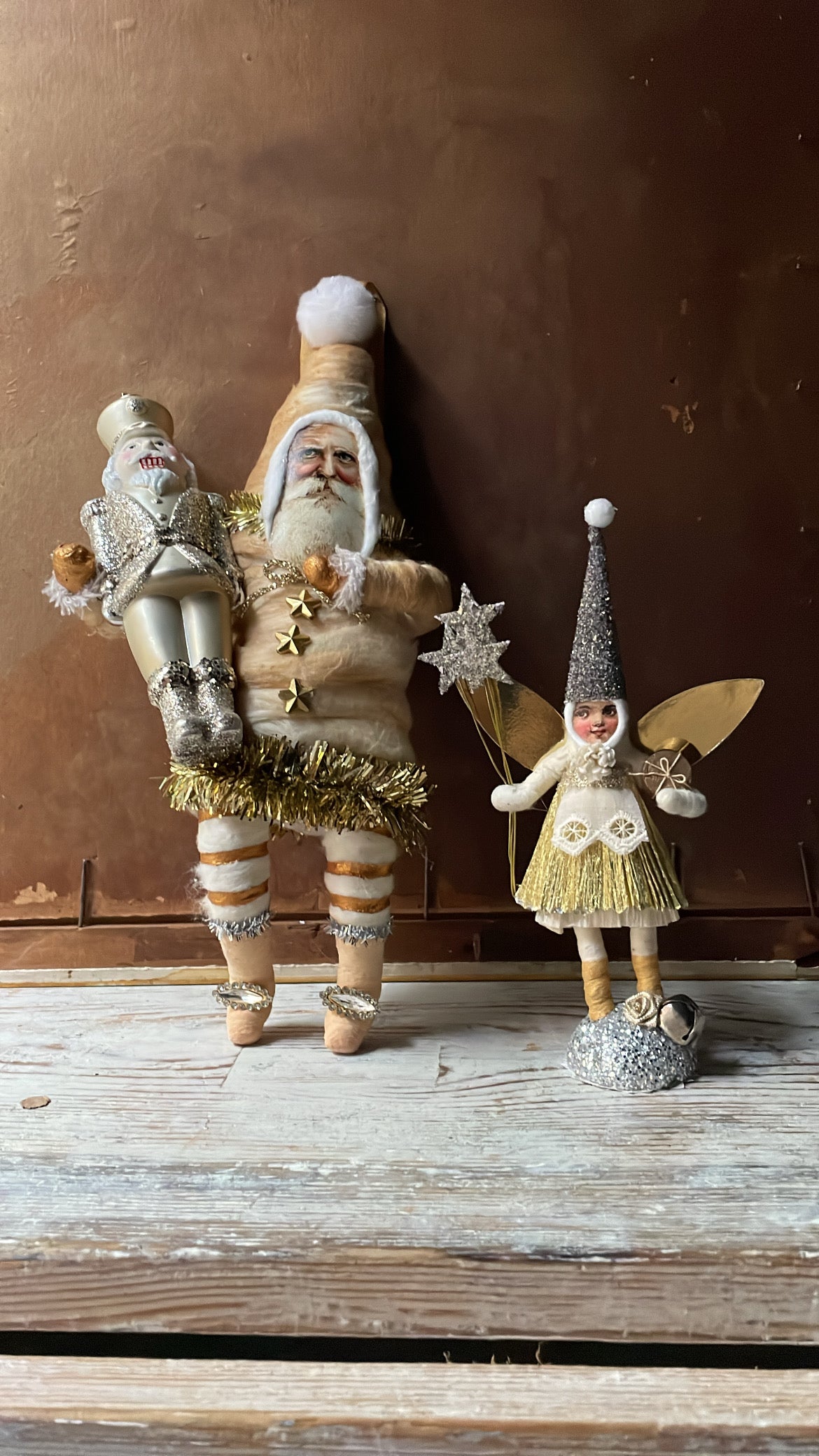 Tea Stain Santa W/ Nutcracker Orn - LARGE| Christmas Ornament