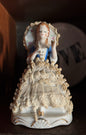 Vintage Porcelain Lady Figurine with Parasol and Lace Skirt