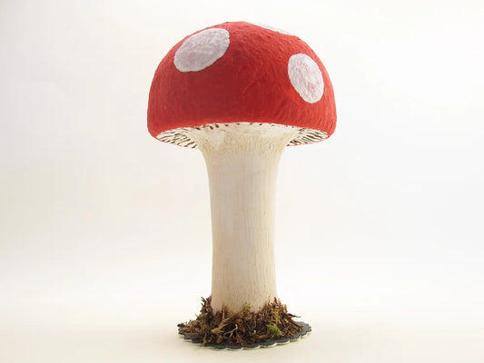 Wood And Cotton Toadstool Mushroom: Large - Vintage Inspired Spun Cotton | Vintage by Crystal Spun Cotton Ornament