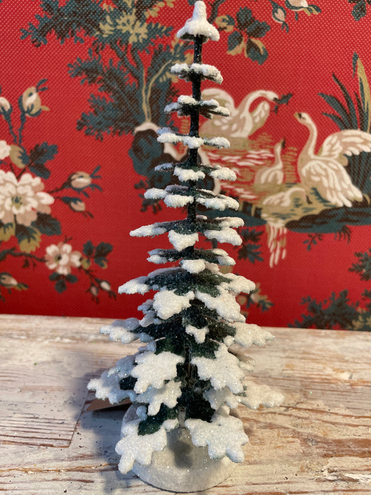 Green With Snow/Frosted Spruce - Cardboard Christmas Tree -  15cm | Ino Schaller