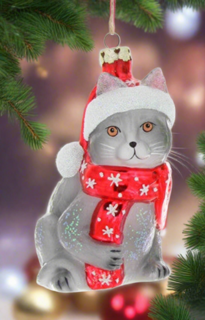 Festive Kitty - Red | Christmas Ornament