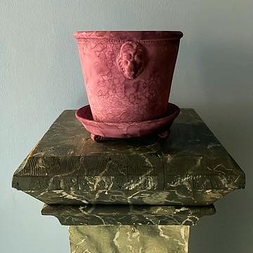 Purple Unglazed Lion Pot with Saucer on Legs | Handmade Erik Bendtsen Ceramics